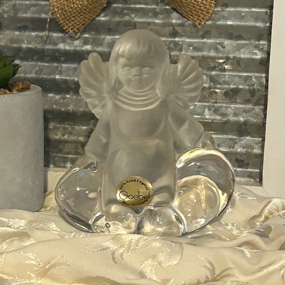 Vintage Goebel Lead Crystal 1983 West Germany Baby Girl Angel Cherub